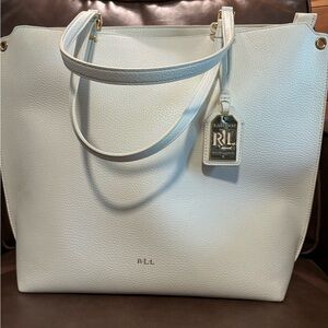 Ralph Lauren Cream Leather Tote